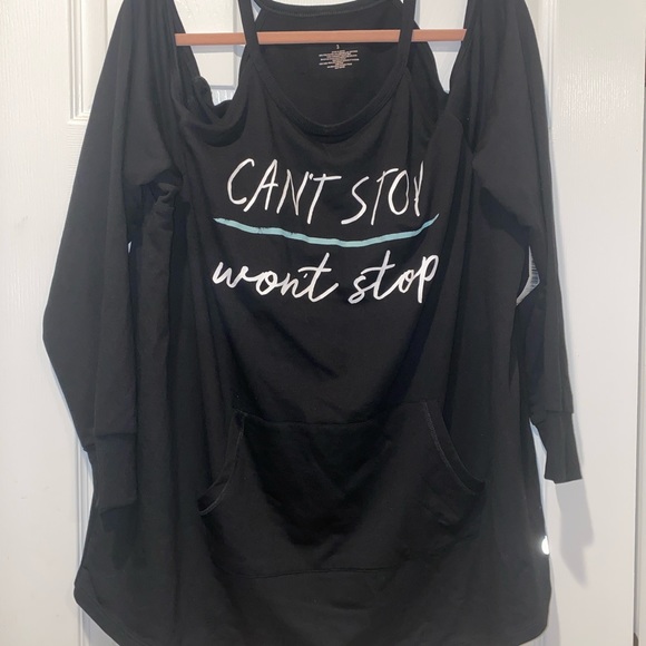 NWT! Torrid Active Size 3 CAN'T STOP BLACK COLD SHOULDER SWEATSHIRT - Picture 8 of 9